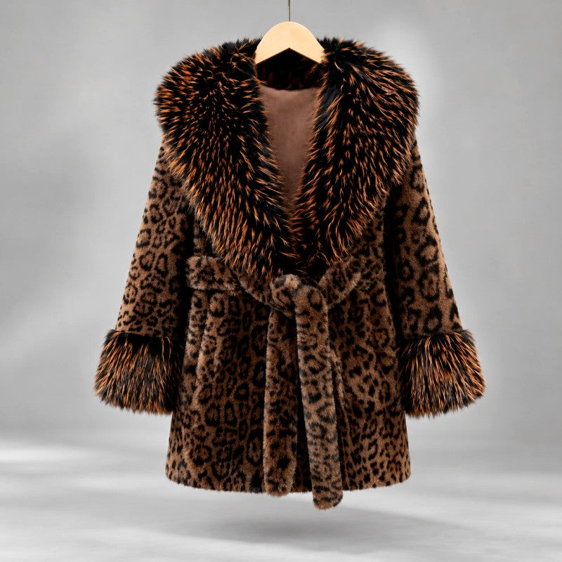 Augusta - Women's Faux Fur Belted Coat with Oversized Collar 3
