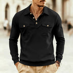 Augustin - Men's Collared Button Placket Polo Sweatshirt 2
