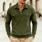 Augustin - Men's Collared Button Placket Polo Sweatshirt 3