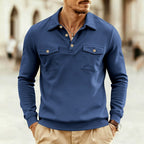 Augustin - Men's Collared Button Placket Polo Sweatshirt 4