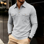 Augustin - Men's Collared Button Placket Polo Sweatshirt 5