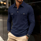 Augustin - Men's Collared Button Placket Polo Sweatshirt 6