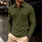 Augustin - Men's Collared Button Placket Polo Sweatshirt 8