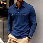Augustin - Men's Collared Button Placket Polo Sweatshirt 9