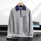 Augustus - Men's Cashmere Half-Zip Polo with Contrast Collar