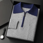 Augustus - Men's Cashmere Half-Zip Polo with Contrast Collar