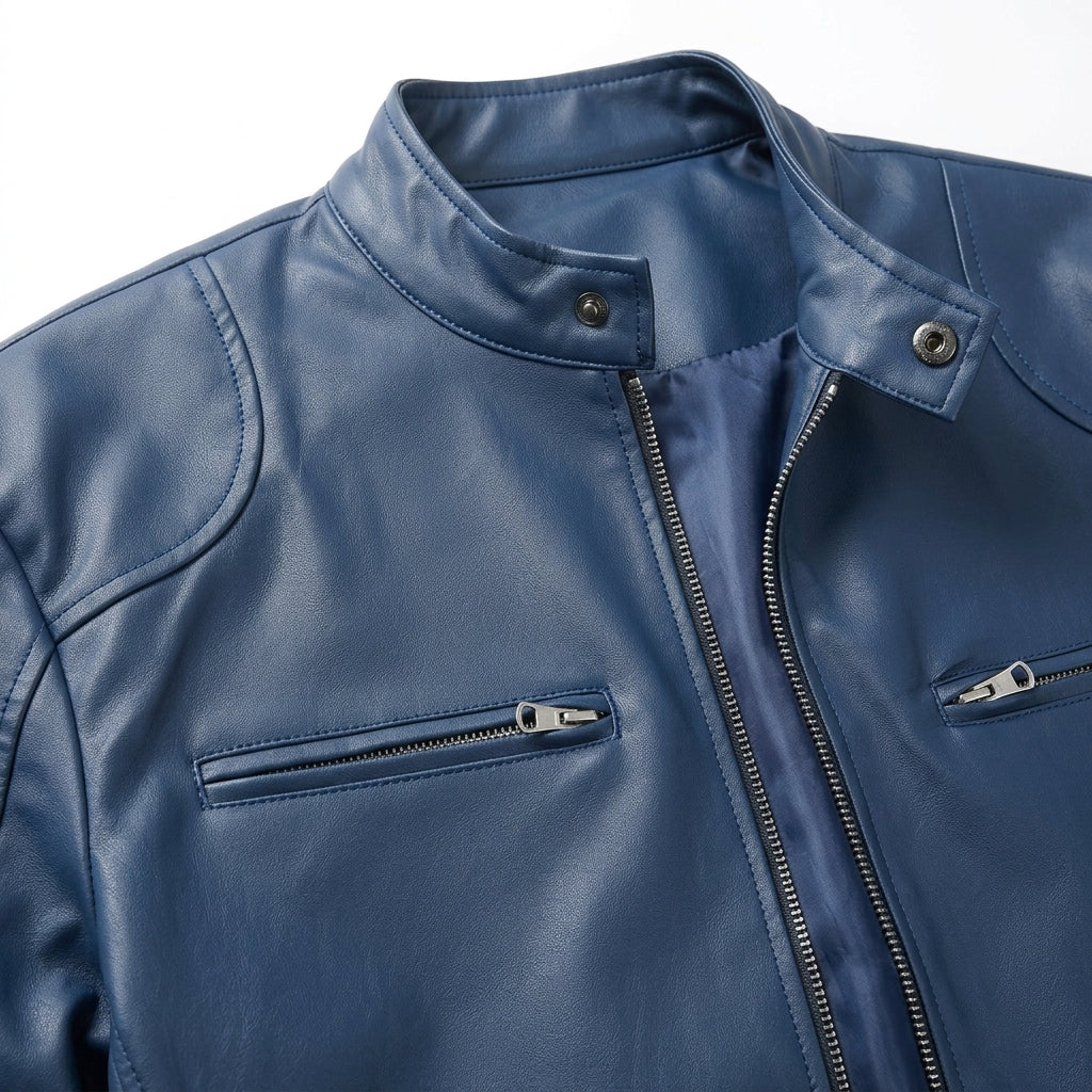Austin - Men's Leather Moto Jacket with Zip Chest Pockets