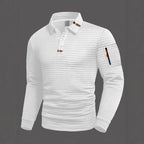 Austin - Men's Waffle Textured Long Sleeve Polo Shirt 2
