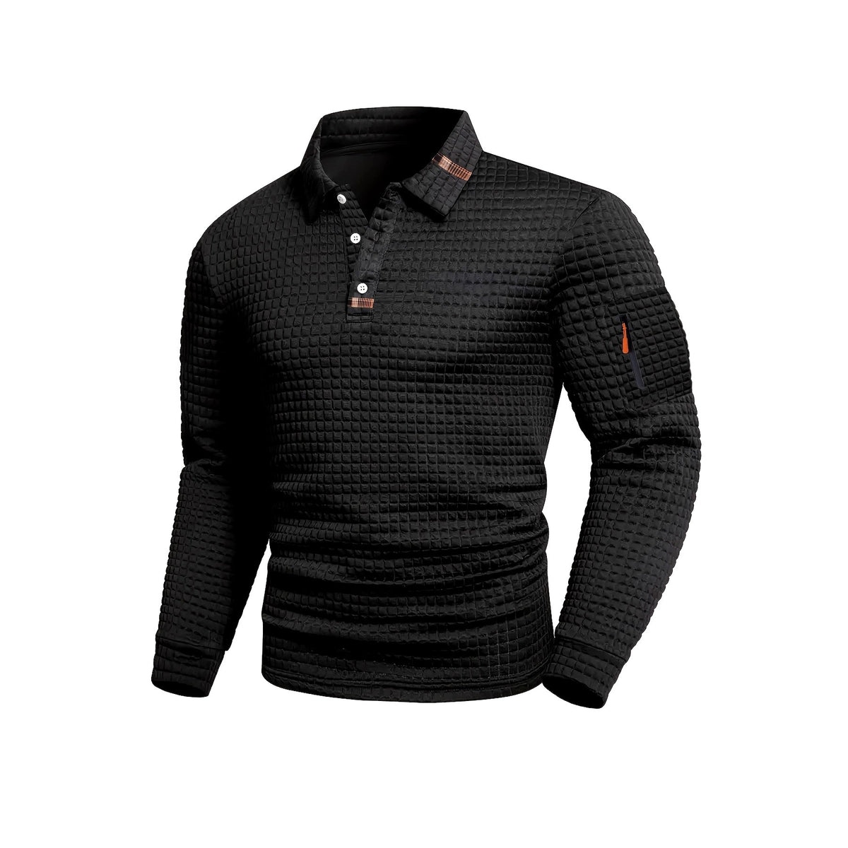 Austin - Men's Waffle Textured Long Sleeve Polo Shirt 3