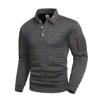 Austin - Men's Waffle Textured Long Sleeve Polo Shirt 4