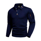 Austin - Men's Waffle Textured Long Sleeve Polo Shirt 5