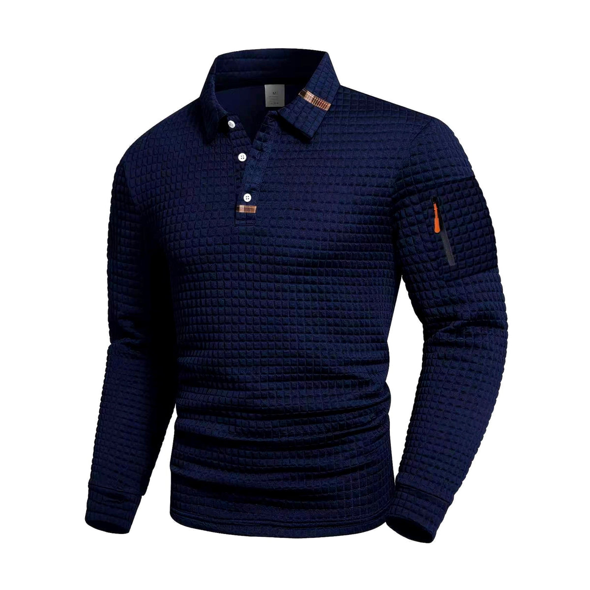 Austin - Men's Waffle Textured Long Sleeve Polo Shirt 5