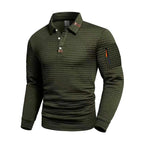 Austin - Men's Waffle Textured Long Sleeve Polo Shirt 6