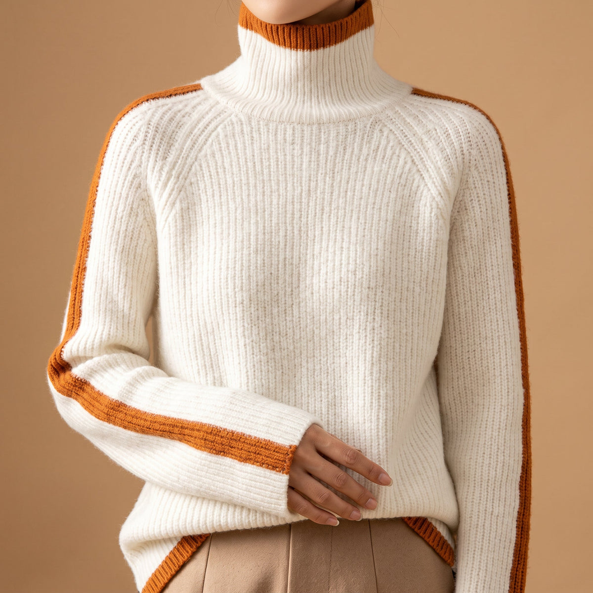 Aviana - Women's Two-Tone Turtleneck Sweater 