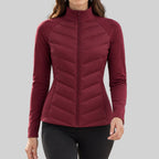 Avril - Women's Full-Zip High-Neck Chevron-Quilted Jacket 