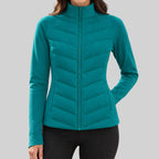 Avril - Women's Full-Zip High-Neck Chevron-Quilted Jacket 