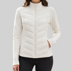 Avril - Women's Full-Zip High-Neck Chevron-Quilted Jacket 