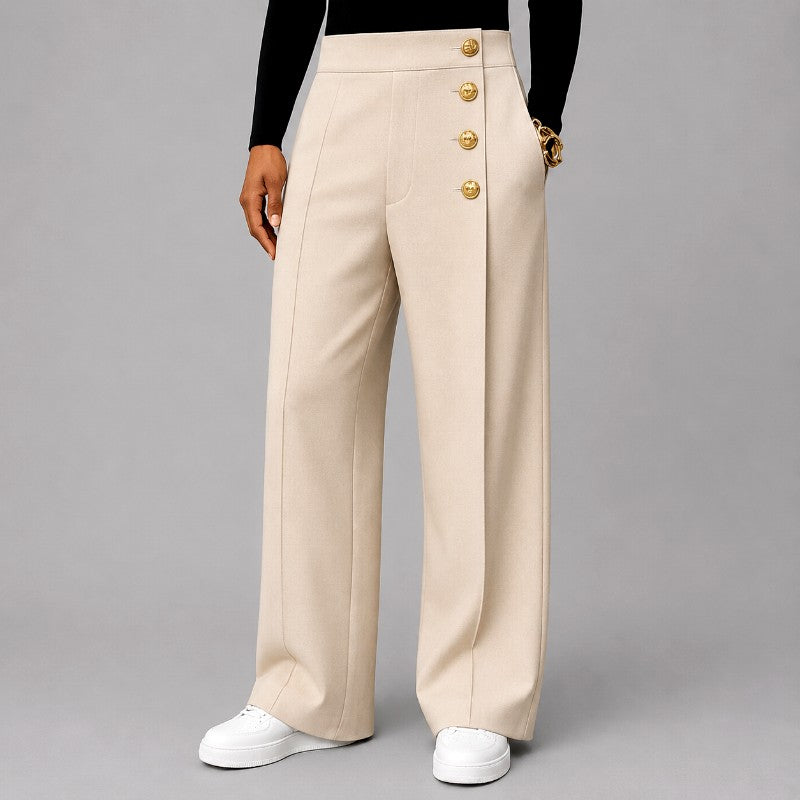 Axel - Men's High-Waisted Button Wide-Leg Pants 2