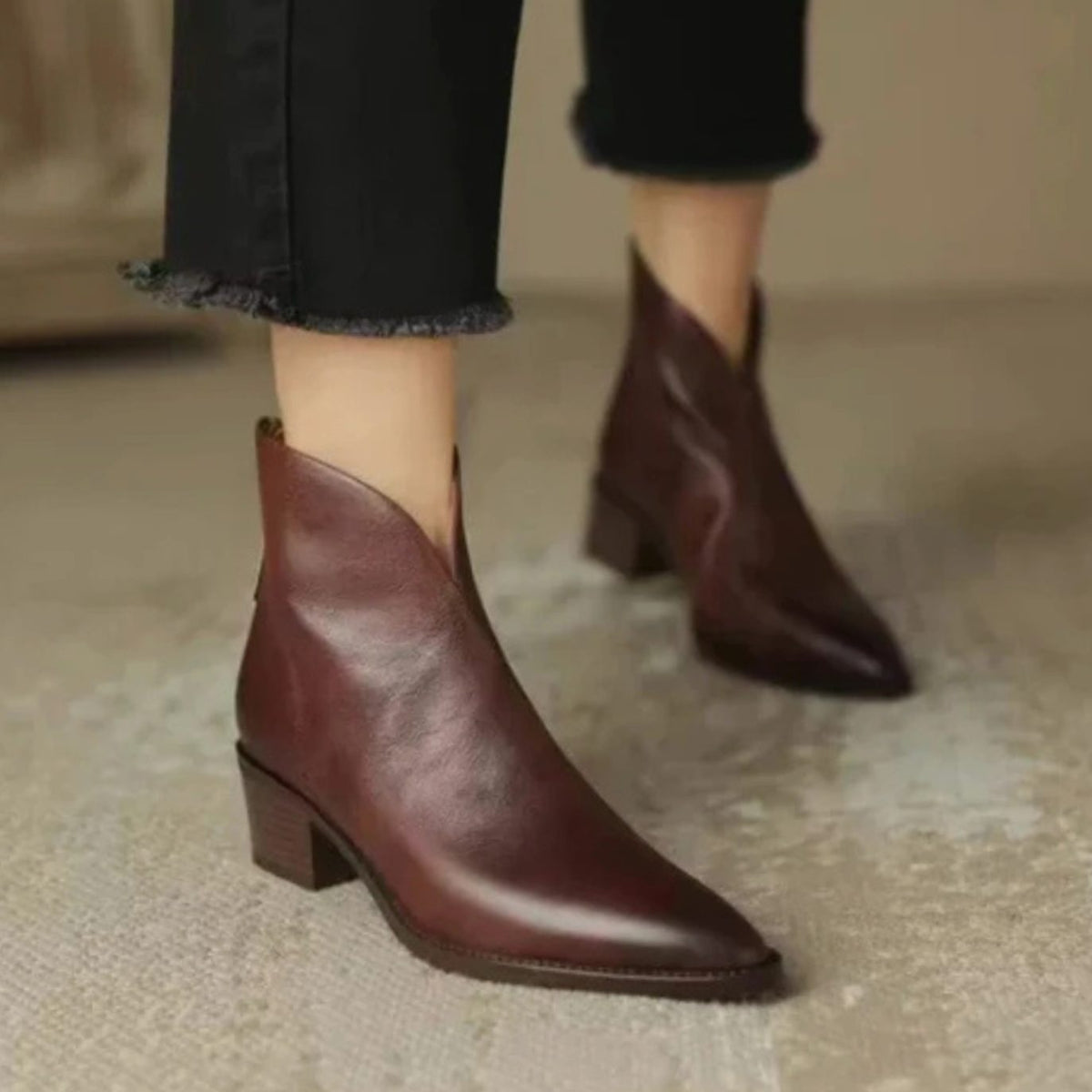 Ayesha - Women's Pointed-Toe Ankle Boots with Rear Zip Closure