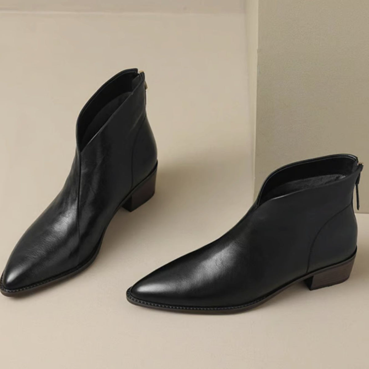 Ayesha - Women's Pointed-Toe Ankle Boots with Rear Zip Closure