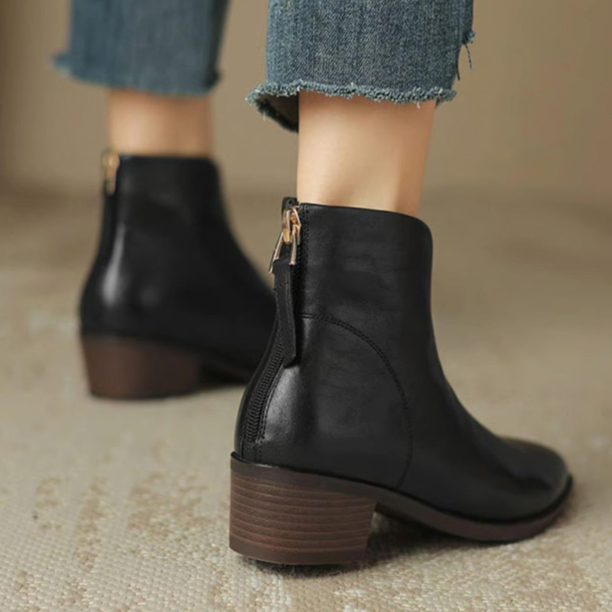 Ayesha - Women's Pointed-Toe Ankle Boots with Rear Zip Closure