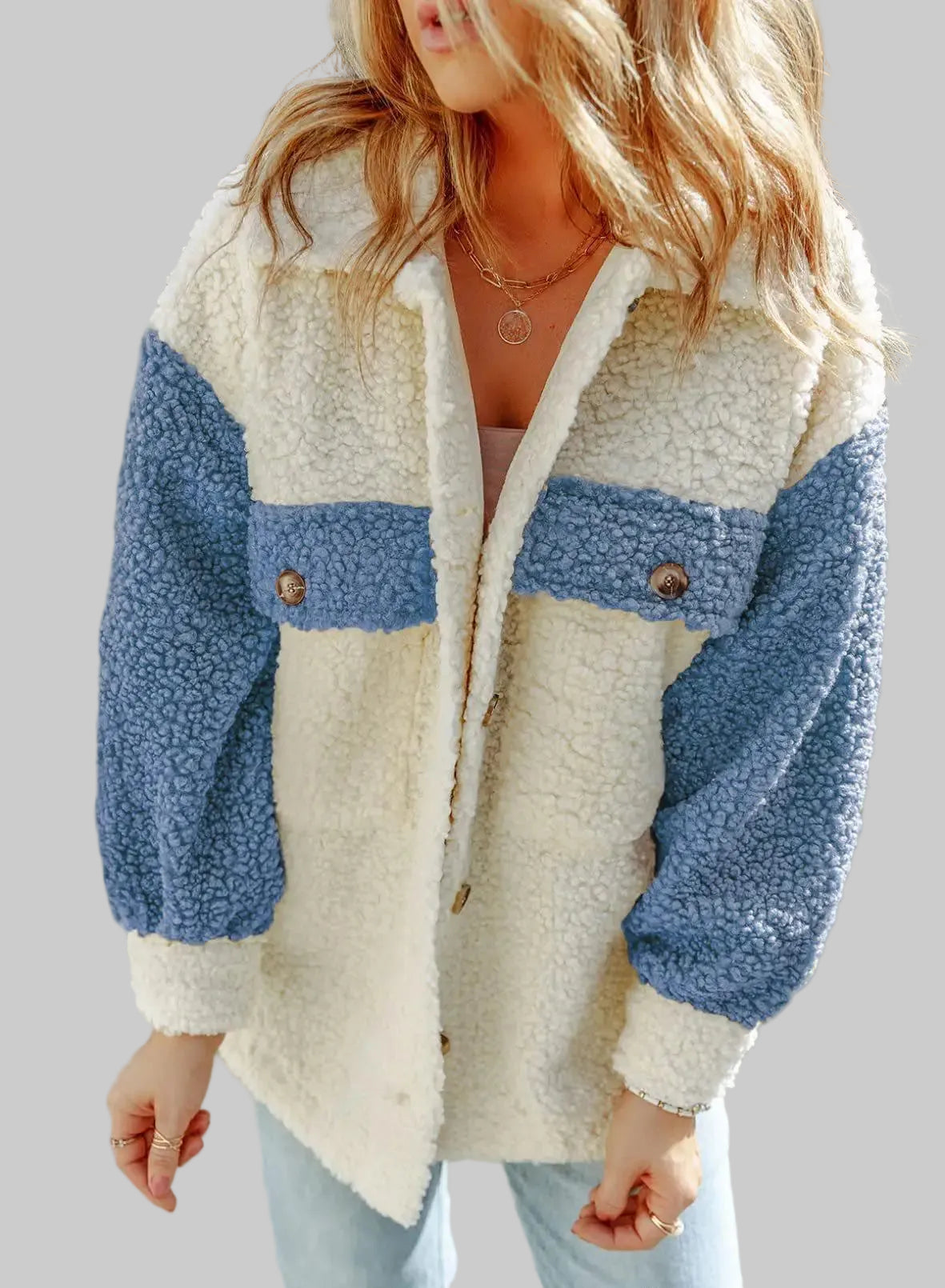 Azalea - Women's Color-Block Sherpa Jacket 