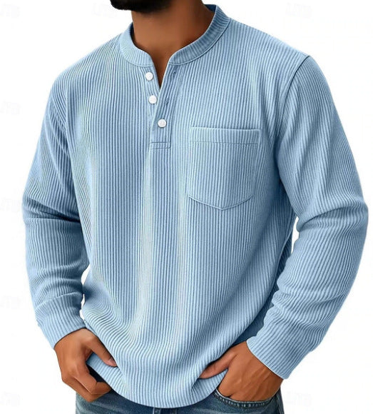 Bailey - Men's Ribbed Long Sleeve Henley Shirt 1