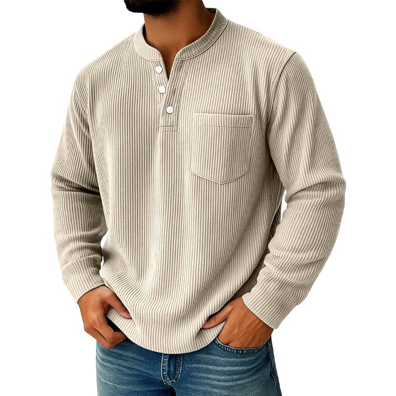 Bailey - Men's Ribbed Long Sleeve Henley Shirt 5