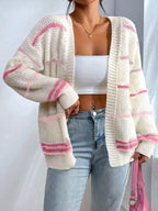 Bailey - Women’s Pastel Stripe Open Knit Cardigan  4