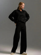 Beatrice - Women's Collared Oversized Lounge Set with Wide-Leg Pants