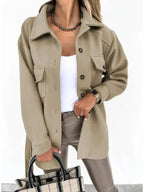 Beatrice - Women's Oversized Button-Front Jacket with Patch Pockets
