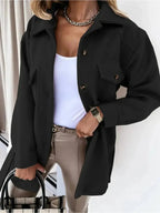 Beatrice - Women's Oversized Button-Front Jacket with Patch Pockets