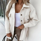 Beatrice - Women's Oversized Button-Front Jacket with Patch Pockets