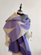 Beatrice - Women's Reversible Geometric Cashmere Oversized Wrap Scarf