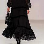 Bernadette - Women's V-Neck Sleeve Tiered Maxi Dress 3
