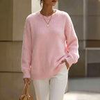Bethany - Women's Fuzzy Crew Neck Relaxed Sweater 3