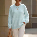 Bethany - Women's Fuzzy Crew Neck Relaxed Sweater 4