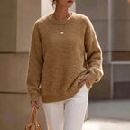 Bethany - Women's Fuzzy Crew Neck Relaxed Sweater 5