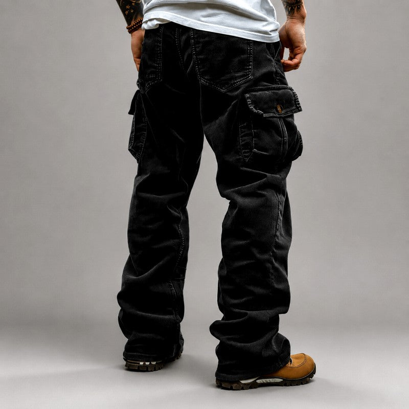 Bo - Men's Corduroy Cargo Pants with Loose Straight Leg 2