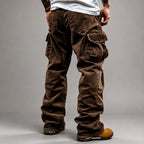 Bo - Men's Corduroy Cargo Pants with Loose Straight Leg 3