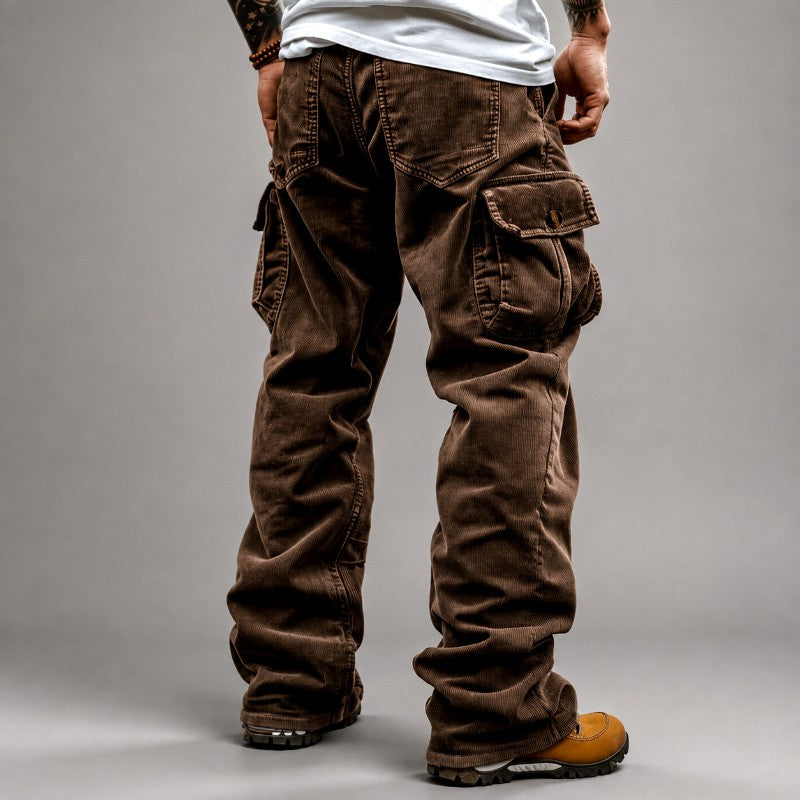 Bo - Men's Corduroy Cargo Pants with Loose Straight Leg 3