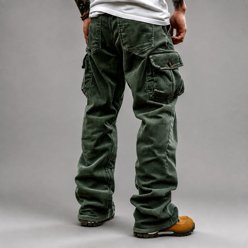 Bo - Men's Corduroy Cargo Pants with Loose Straight Leg 4