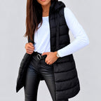 Bree - Women’s Hooded Longline Quilted Puffer Vest 2