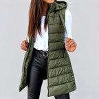 Bree - Women’s Hooded Longline Quilted Puffer Vest 3
