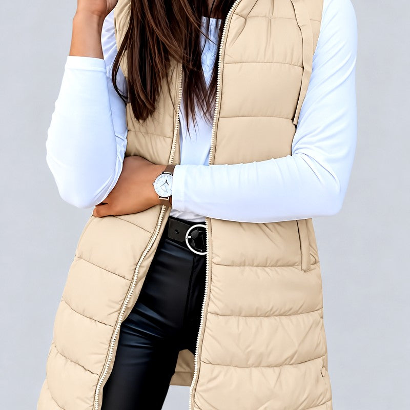 Bree - Women’s Hooded Longline Quilted Puffer Vest 4