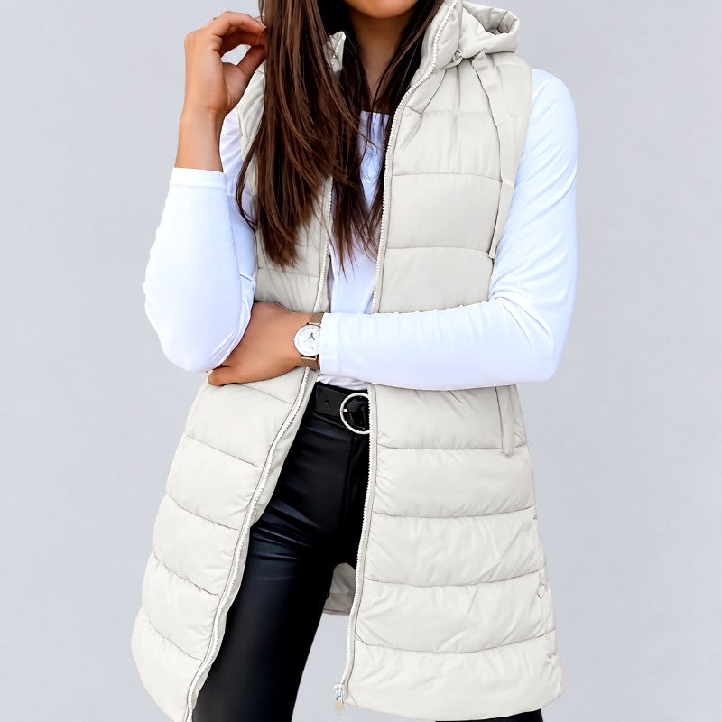 Bree - Women’s Hooded Longline Quilted Puffer Vest 5