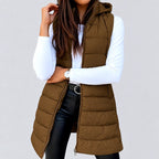 Bree - Women’s Hooded Longline Quilted Puffer Vest 6