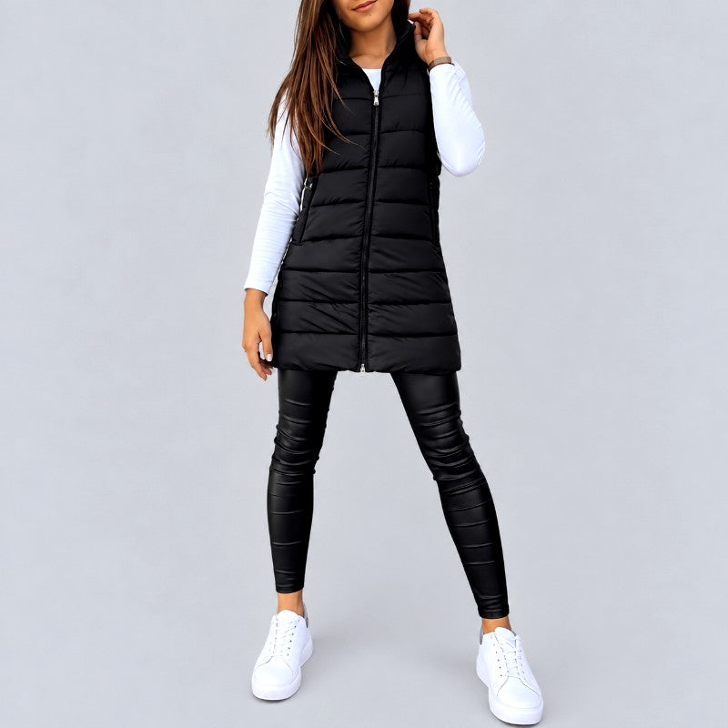 Bree - Women’s Hooded Longline Quilted Puffer Vest 7
