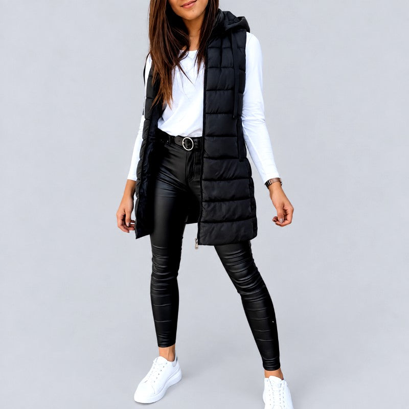 Bree - Women’s Hooded Longline Quilted Puffer Vest 8