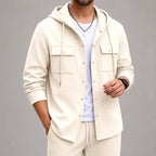 Brent - Men's Waffle Snap-Button Hooded Utility Overshirt 2